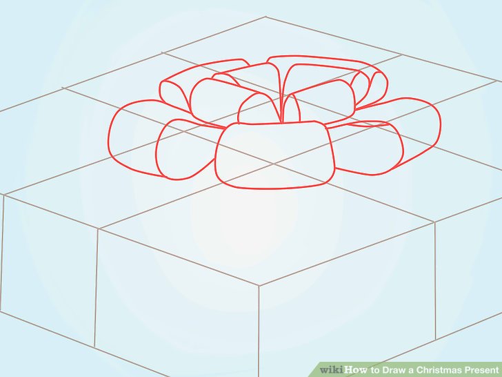 728x546 How To Draw A Christmas Present Steps - Christmas Bow Drawing