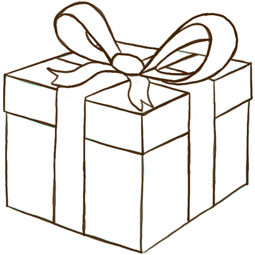 500x500 How To Draw A Wrapped Gift Or Present With Ribbon And Bow - Christmas Bow Drawing