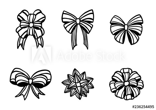 500x354 set of christmas bow silhouette on white background black - Christmas Bow Drawing