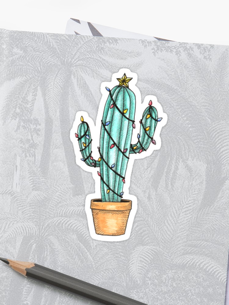 750x1000 Christmas Cactus Sticker - Christmas Cactus Drawing