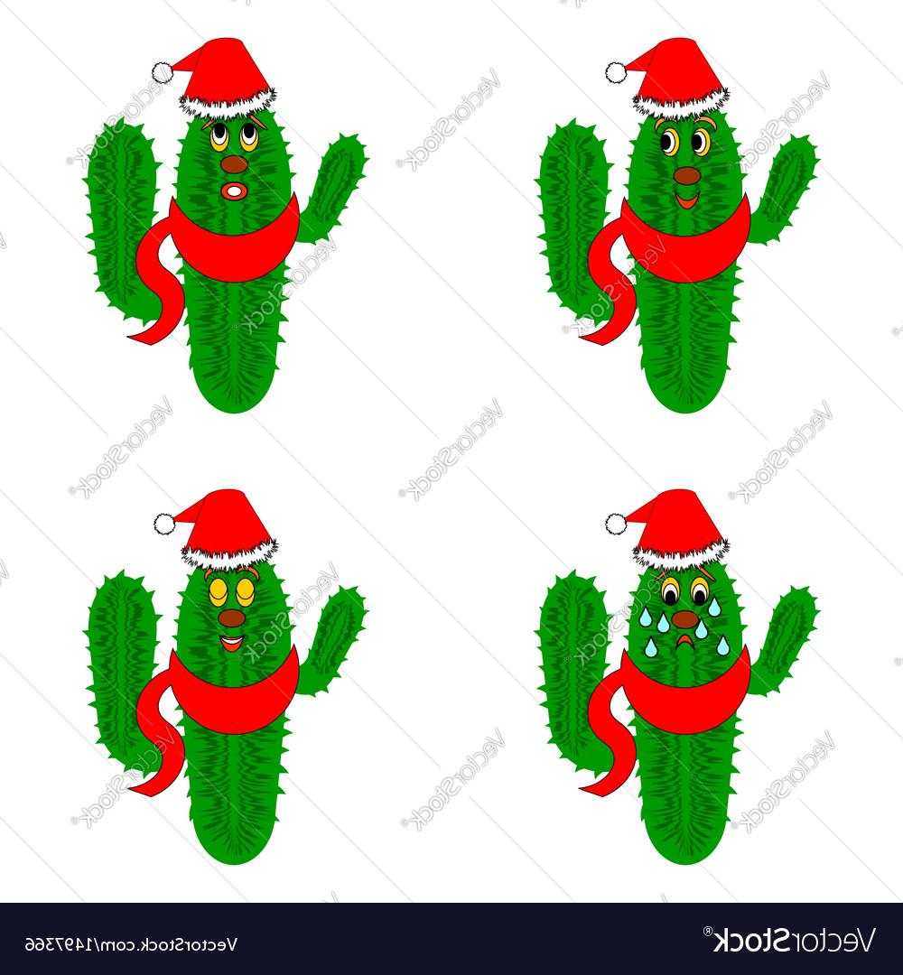 1000x1080 top funny christmas cacti on whte background vector drawing - Christmas Cactus Drawing