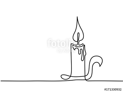 500x375 Christmas Candle Light Continuous Line Drawing Vector - Christmas Candle Drawing