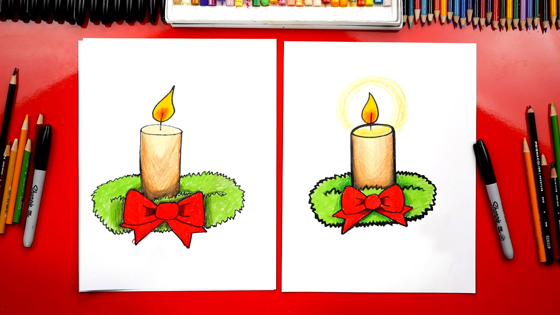 1920x1080 How To Draw A Christmas Candle - Christmas Candle Drawing