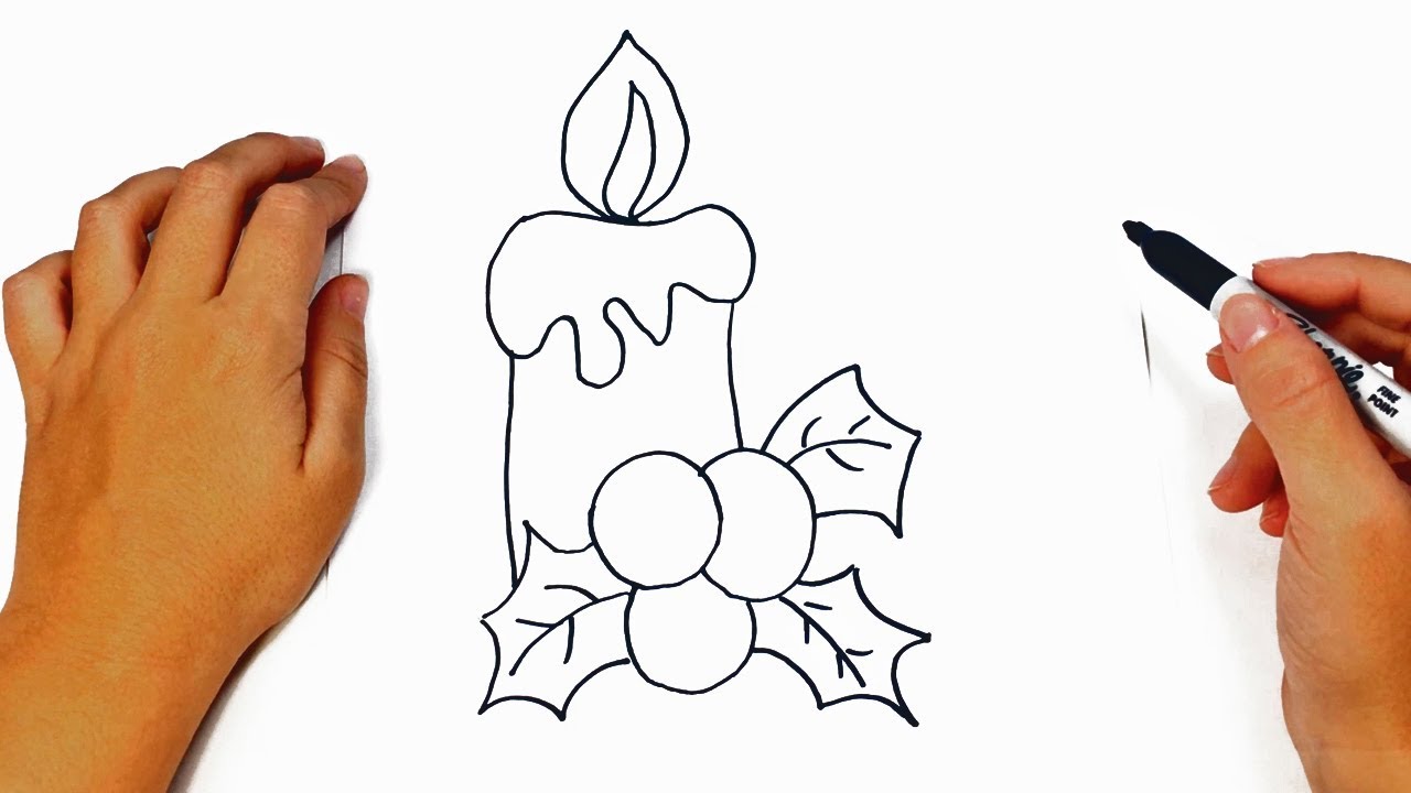1280x720 How To Draw A Christmas Candle Step - Christmas Candle Drawing