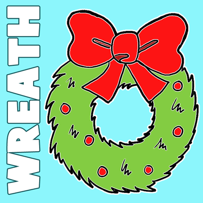 400x400 How To Draw Cartoon Christmas Wreaths - Christmas Cartoon Drawings