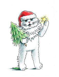 232x300 Christmas Cat Drawings - Christmas Cat Drawing