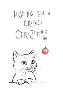 203x300 Christmas Cat Drawings Fine Art America - Christmas Cat Drawing