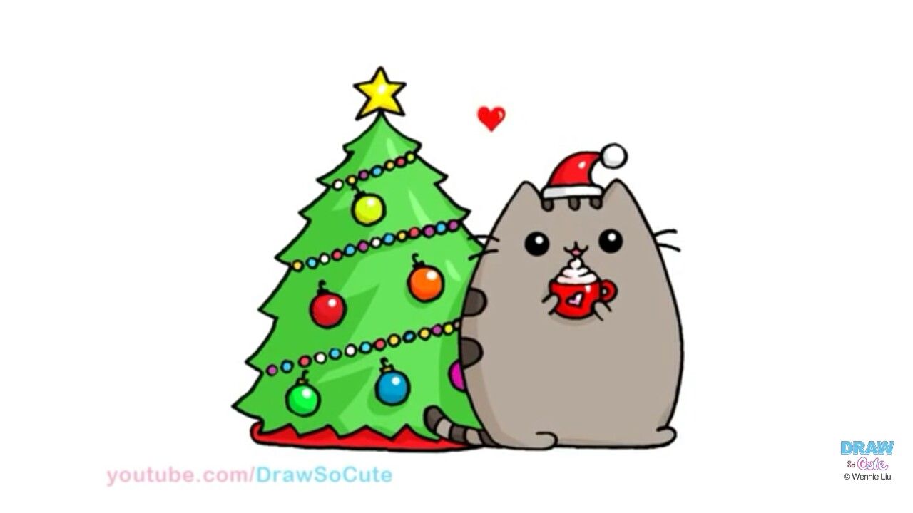 Christmas Cat Drawing at Explore collection of