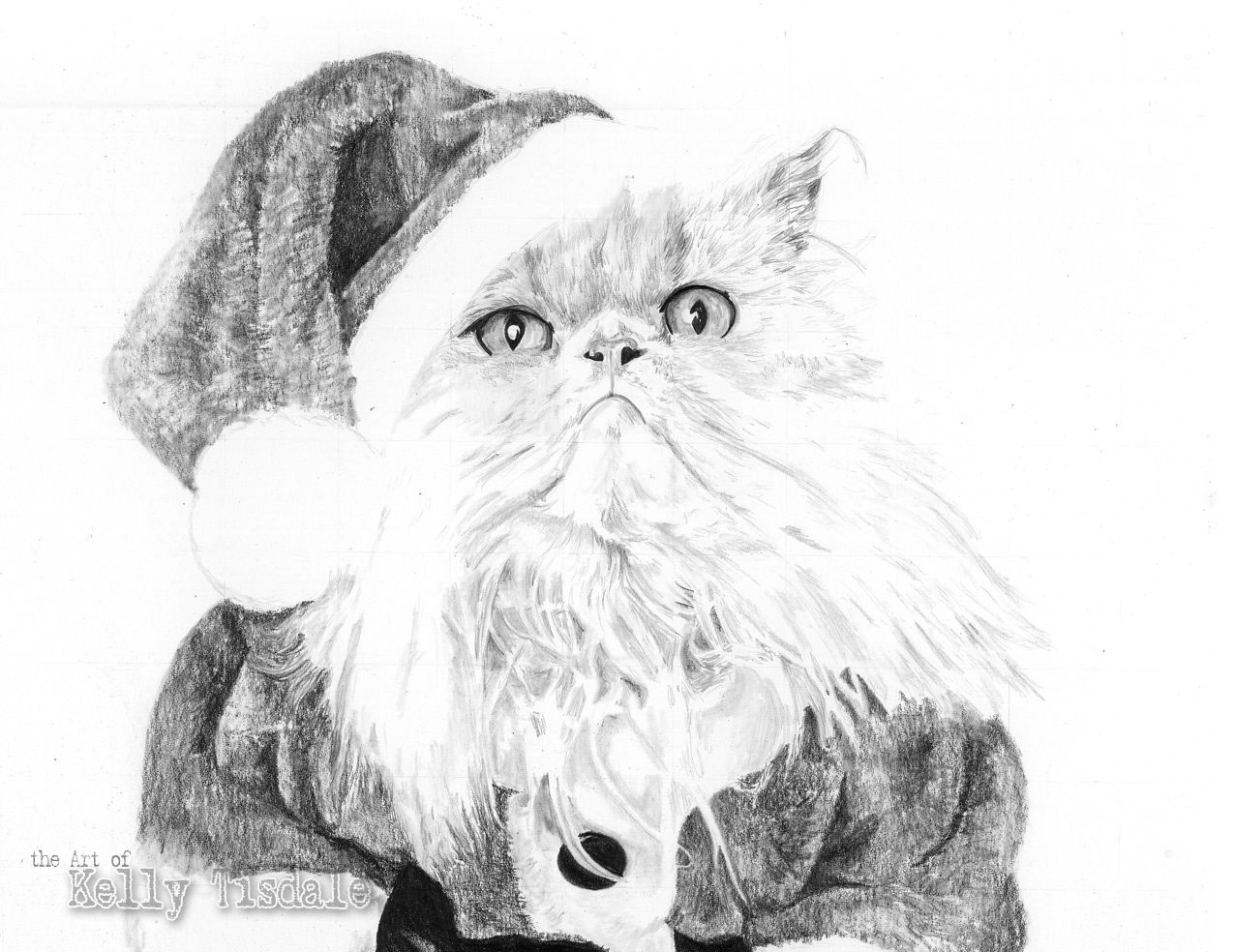 1275x984 Christmas Cat Kellytisdaleart Foundmyself - Christmas Cat Drawing
