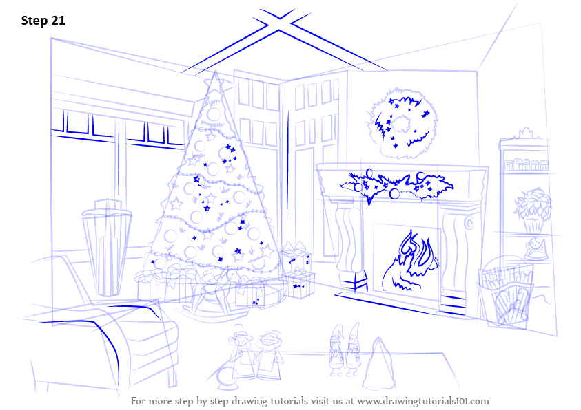 843x596 Learn How To Draw Christmas Celebrations - Christmas Celebration Drawing