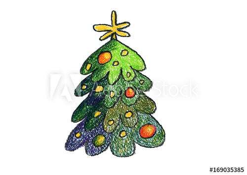 500x354 Christmas Tree New Year Kids Drawing Children Drawings - Christmas Children Drawing