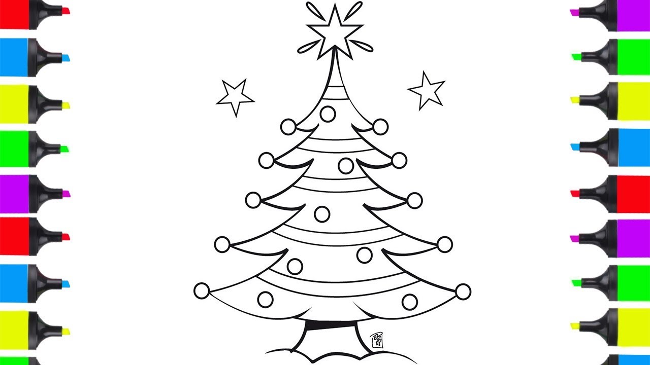 1280x720 How To Draw Christmas Tree Coloring For Kids Drawing Christmas - Christmas Children Drawing
