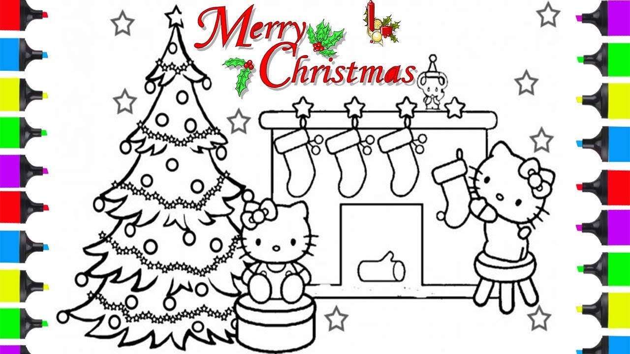 1280x720 how to draw hello kitty christmas living room a christmas tree - Christmas Day Drawing
