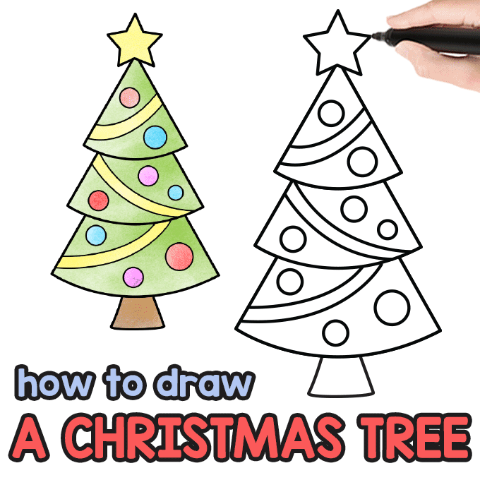 680x680 How To Draw A Christmas Tree - Christmas Day Drawing