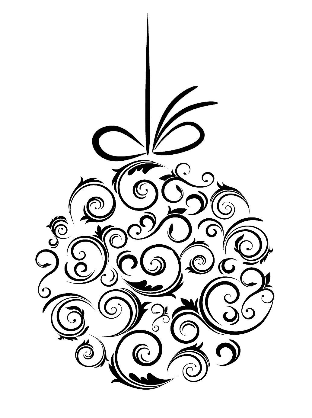 1034x1384 Christmas Decorations Clipart Black And White Nice Decoration - Christmas Decorations Drawings