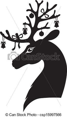 Christmas deer black and white