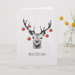 307x307 Drawing Deer Christmas Cards Zazzle - Christmas Deer Drawing