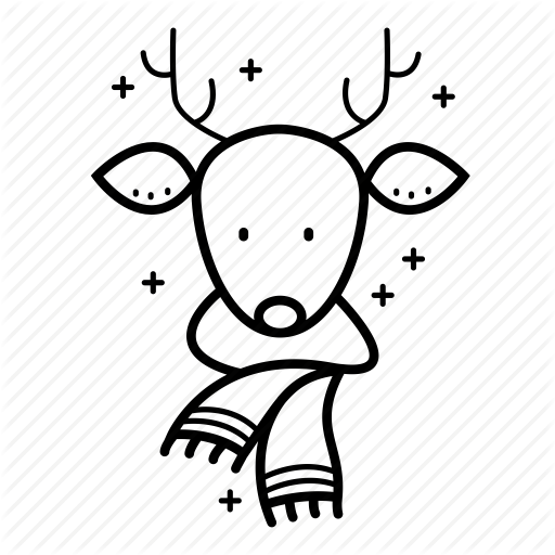 512x512 Animal, Christmas, Deer, Fashion, Hipster, Reindeer, Scarf Icon - Christmas Deer Drawing