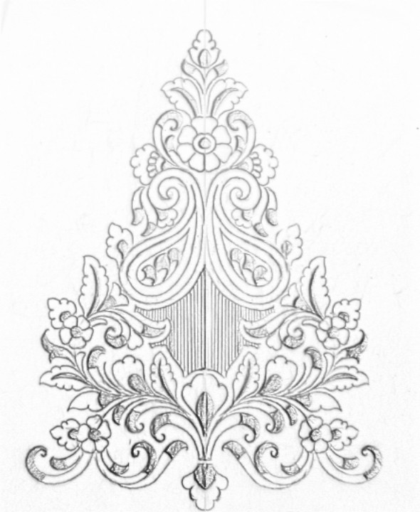 590x720 Butta Khaka Design Drawing For Hand Embroidery Saree Khaka - Christmas Design Drawing