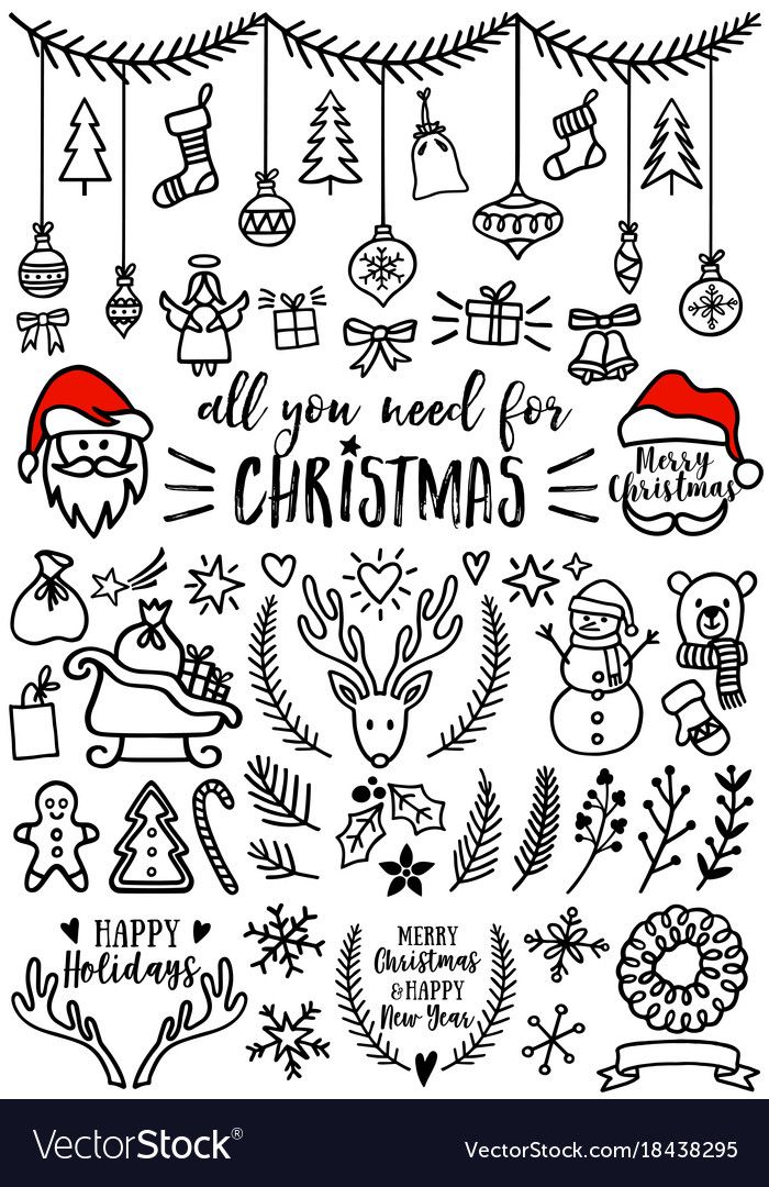 700x1080 Christmas Design Elements Vector Image On Doodles Christmas - Christmas Design Drawing