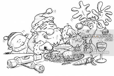 400x266 Christmas Lunch Cartoons And Comics - Christmas Dinner Drawing