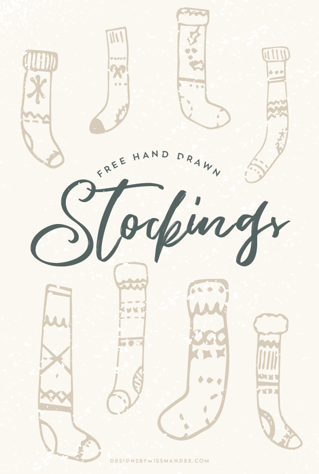 640x950 Free Christmas Stockings Hand Drawn Clip Art Use These - Christmas Dinner Drawing