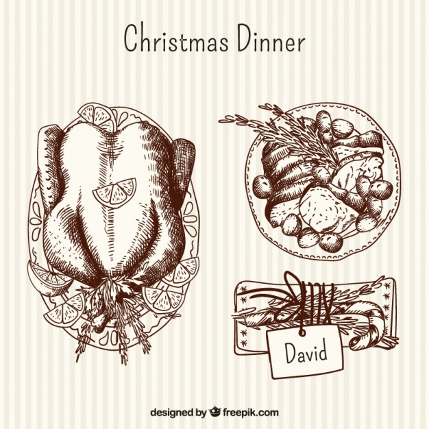 626x626 Hand Drawn Delicious Christmas Dinner Stock Images - Christmas Dinner Drawing
