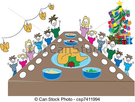 450x343 Happy Family Together - Christmas Dinner Drawing