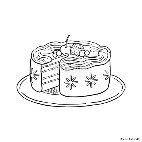 500x500 Holiday Cake With Berries And Whipped Cream, Sweet Pastry Vector - Christmas Dinner Drawing