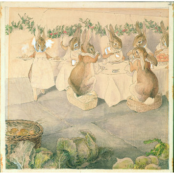 355x355 The Rabbits' Christmas Party Christmas Dinner Potter, Beatrix - Christmas Dinner Drawing