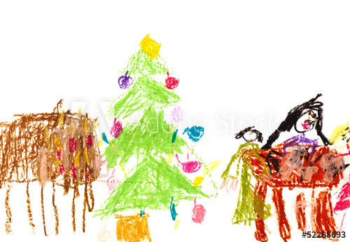 500x345 Child's Drawing - Christmas Dinner Drawing