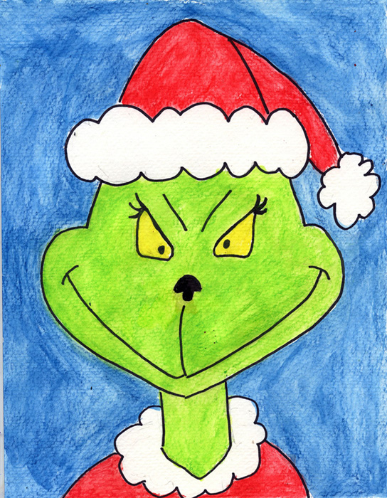 544x700 draw the grinch art projects for kids - Christmas Directed Drawing