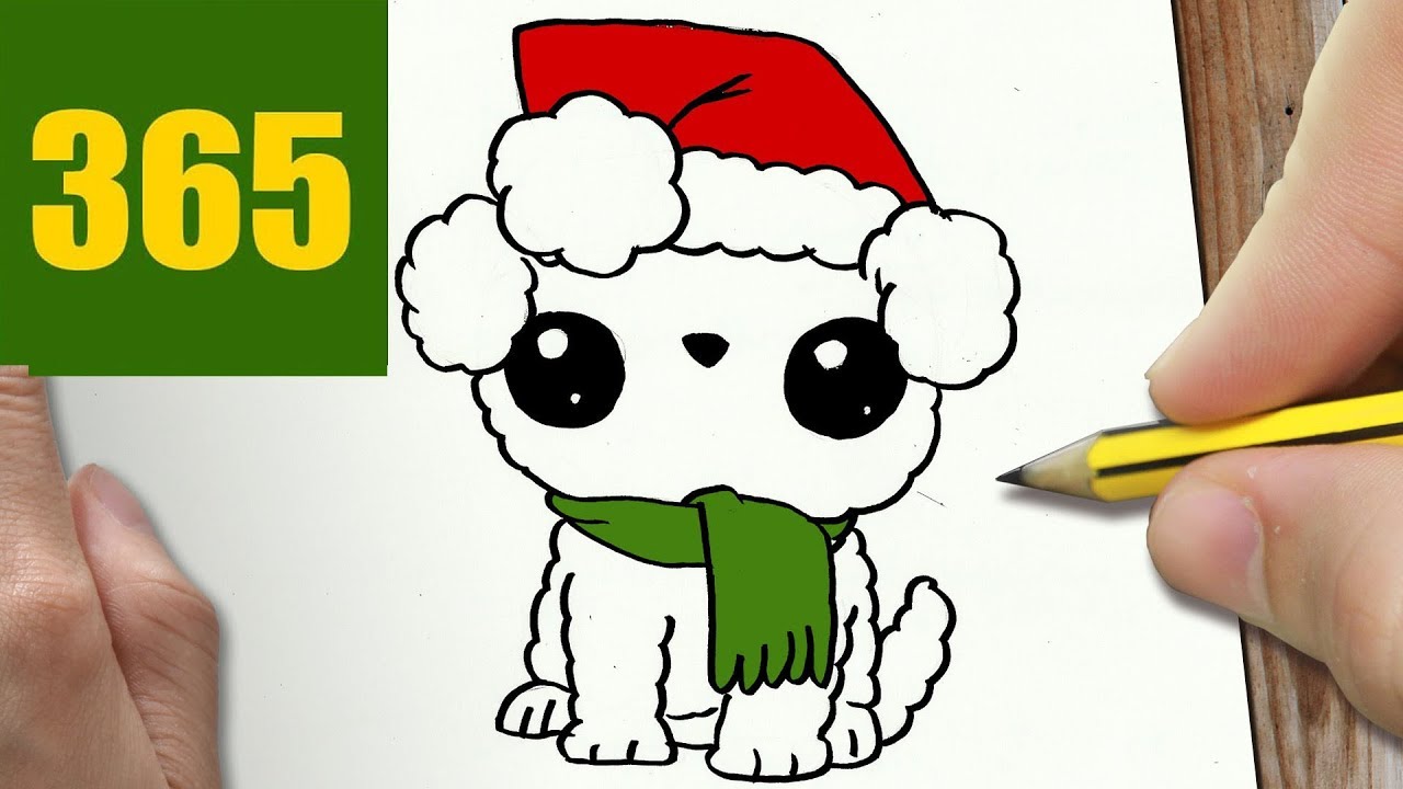 1280x720 How To Draw A Christmas Dog Cute, Easy Step - Christmas Dog Drawing