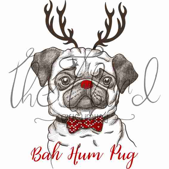 567x567 bah hum pug christmas design pug gift dog lover quirky present - Christmas Dog Drawing