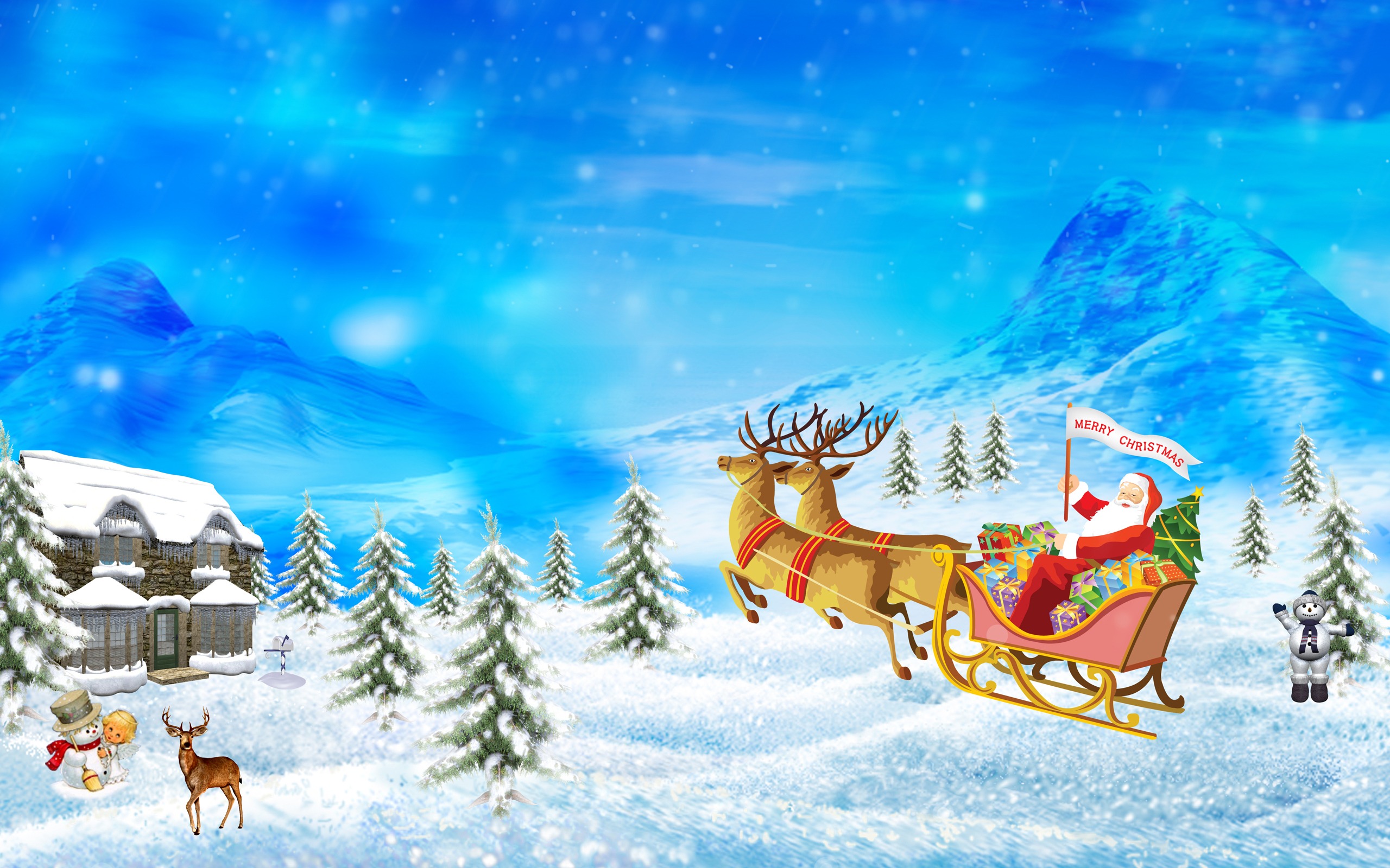 2560x1600 Merry Christmas Drawing Wallpaper Christmas Holidays Wallpapers - Christmas Drawing