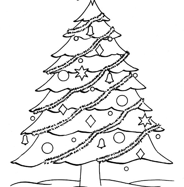 590x600 Christmas Tree Sketch Pencil Drawing Tree Christmas Drawing - Christmas Drawing Book