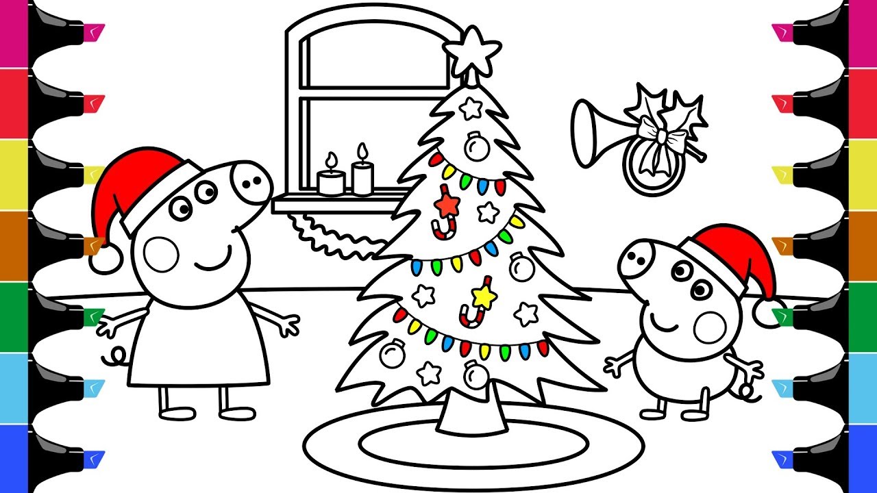 1280x720 Peppa Pig Christmas Coloring Book - Christmas Drawing Book