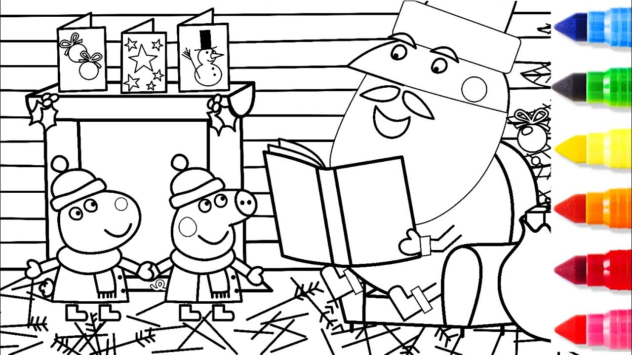 1280x720 Peppa Pig With Suzy Sheep Christmas Time - Christmas Drawing Book