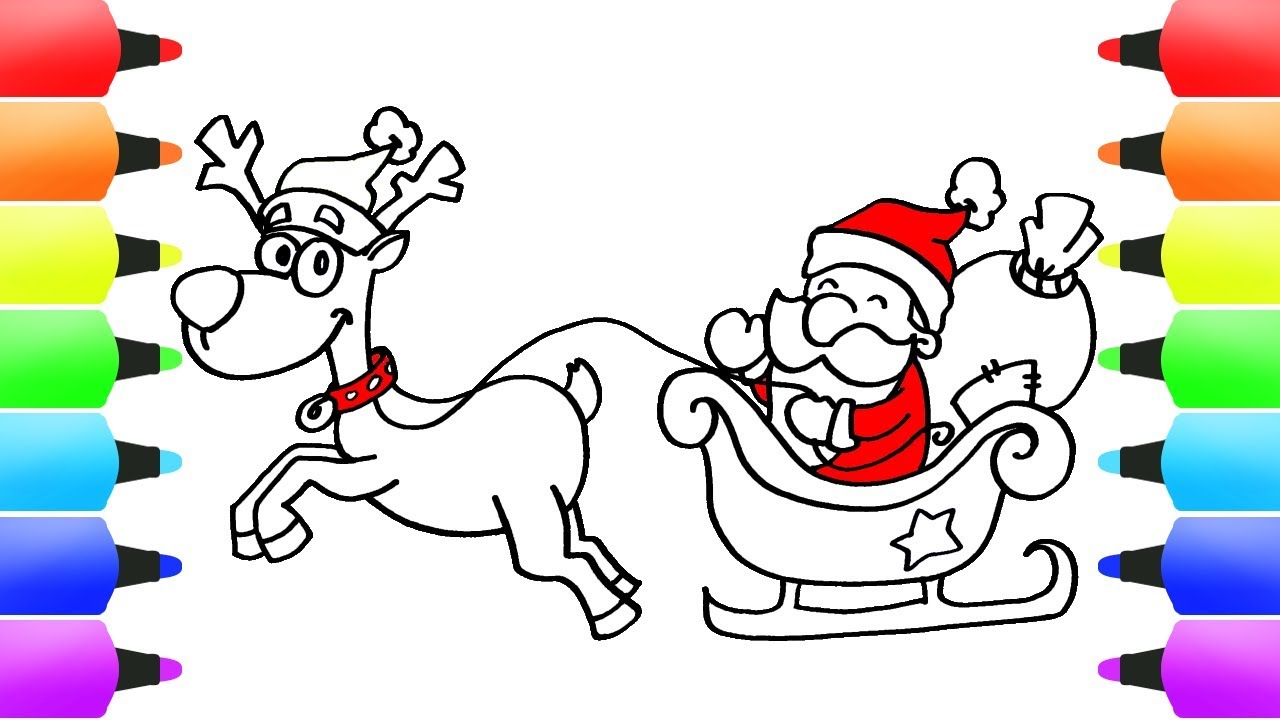 1280x720 Santa's Sleigh Reindeer Fun Christmas Drawings Coloring Book - Christmas Drawing Book