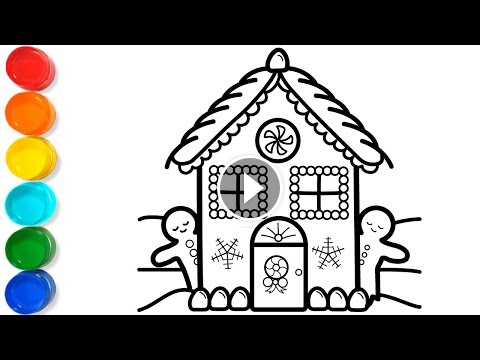 480x360 Glitter Christmas House Coloring And Drawing For Kids Toddlers - Christmas Drawing For Children