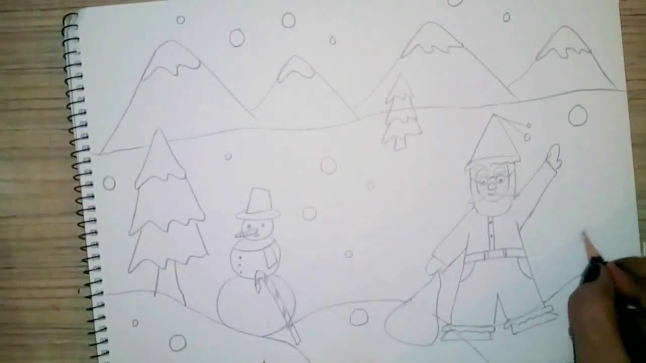 1280x720 How To Draw Christmas Scene For Kids - Christmas Drawing For Children