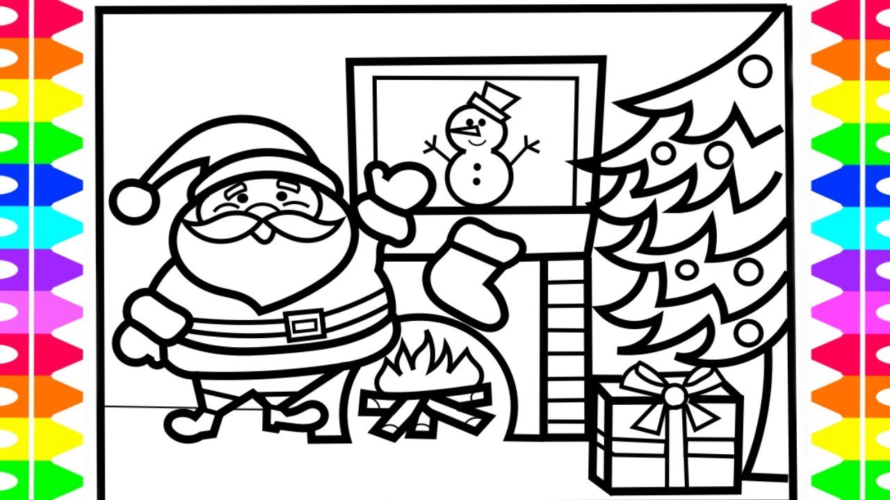 1280x720 Christmas Drawing Coloring ! How To Draw Santa Claus Step - Christmas Drawing For Kids