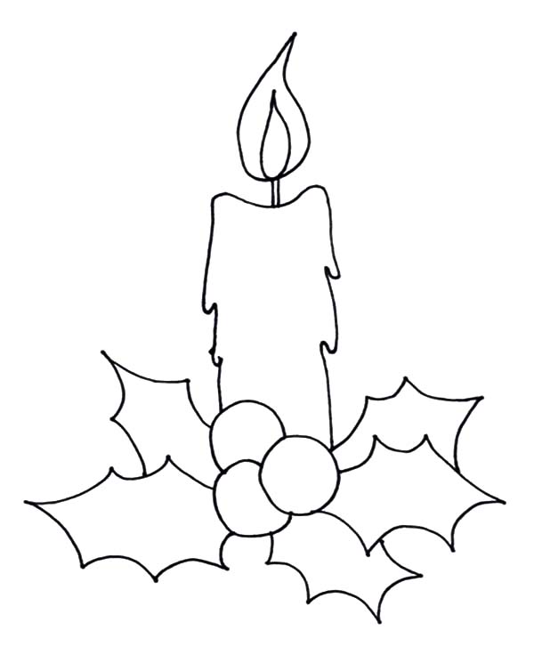 600x745 How To Draw Christmas Candle Coloring Pages - Christmas Drawing Pages