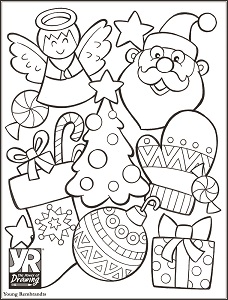 228x300 Christmas Collage Coloring Page - Christmas Drawing Pages