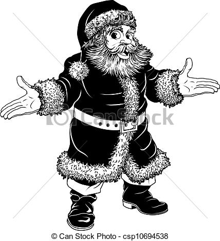 428x470 Black And White Christmas Santa Claus Illustration Of A Black - Christmas Drawings Black And White