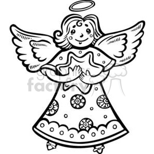 300x300 Christmas Angel Holding A Star Clipart Royalty Free Clipart - Christmas Drawings Black And White