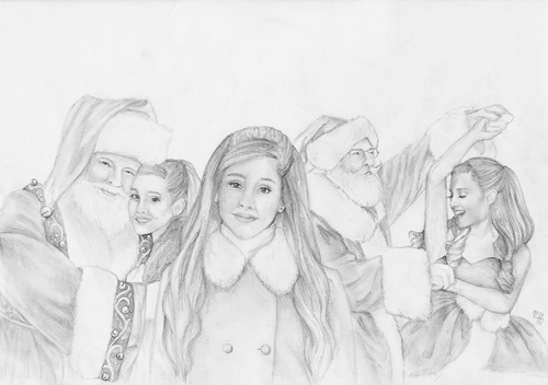 500x352 My Christmas Drawing Of Ariana Grande On We Heart It - Christmas Drawings Black And White