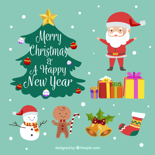 626x626 Christmas Drawings With Lovely Style Vector Free Download - Christmas Drawings Images
