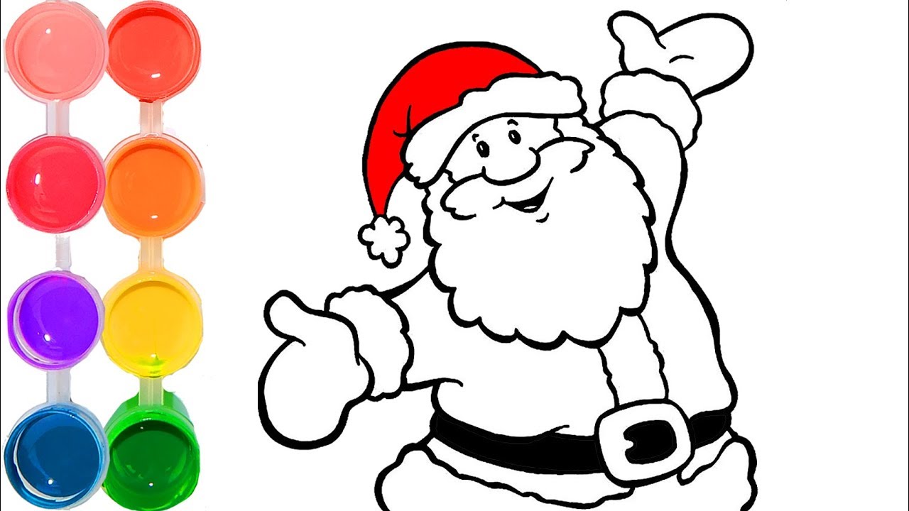 1280x720 How To Draw Color Santa Claus Christmas Drawings So Kids Learn - Christmas Drawings To Color