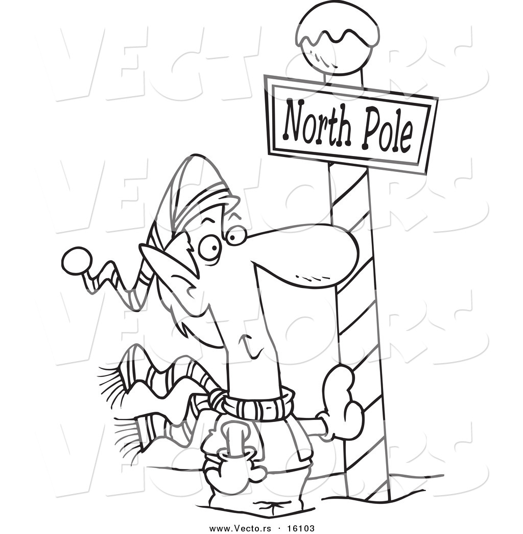 1024x1044 vector of a cartoon christmas elf leaning against a north pole - Christmas Elf Drawing